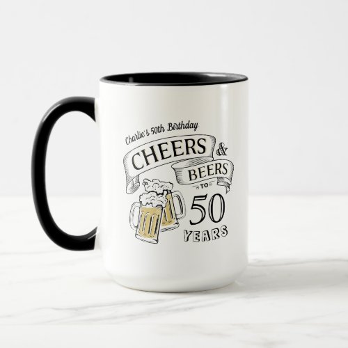 Typography Cheers And Beers Any Age Birthday Coffe Mug