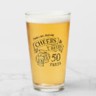 Typography Cheers And Beers Any Age Birthday Glass