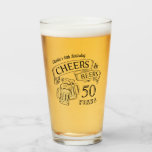 Typography Cheers And Beers Any Age Birthday Glass at Zazzle