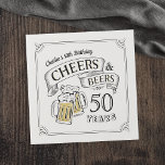 Typography Cheers And Beers Any Age Birthday Napkins<br><div class="desc">Stylish cheers and beers to 50 years typography design in black,  yellow and white,  custom it with your own text,  fun and unique,  great for any age adult birthday party for men,  or anniversary party for any occasion.</div>