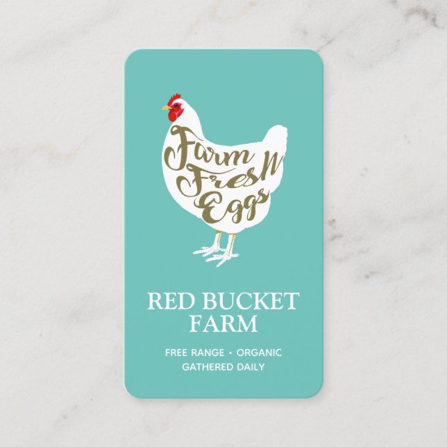 Typography Chicken Farm Fresh Eggs Business Card (Front)
