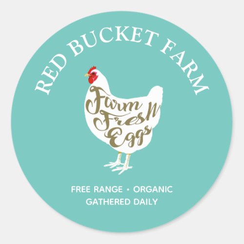 Typography Chicken Farm Fresh Eggs Classic Round Sticker