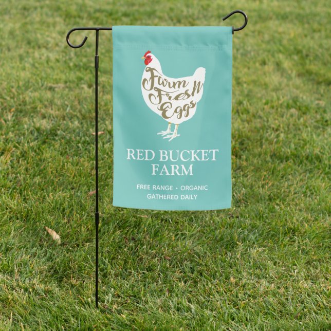 Typography Chicken Farm Fresh Eggs Garden Flag (In SItu)
