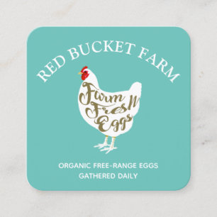 Typography Chicken Farm Fresh Eggs Square Business Card