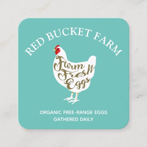 Typography Chicken Farm Fresh Eggs Square Business Card