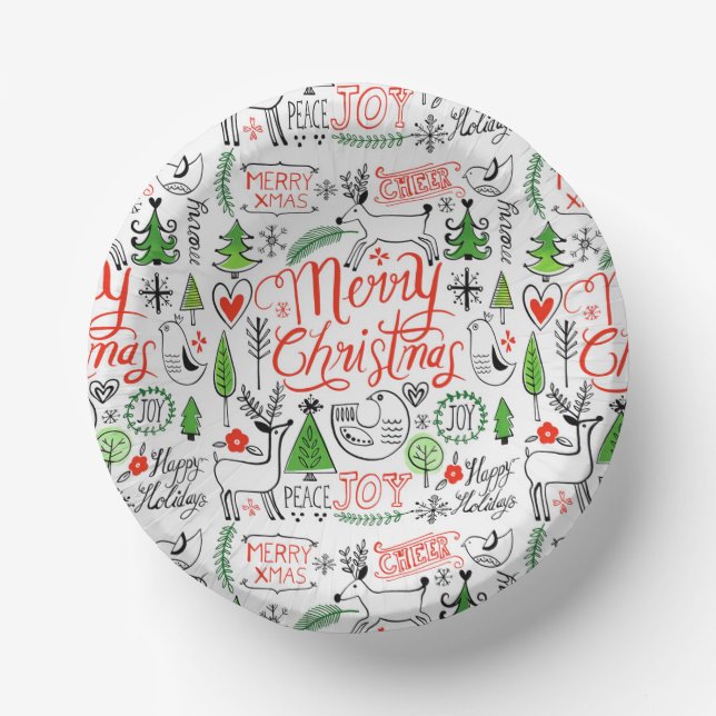 Typography Christmas     Paper Bowls (Front)