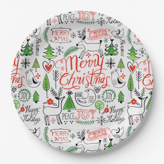 Typography Christmas    Paper Plates (Front)