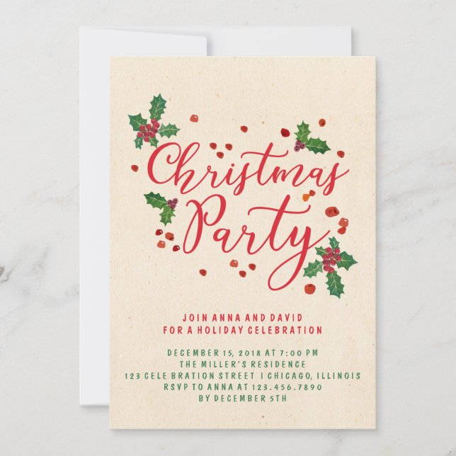 Typography Christmas Party Invitation (Front)