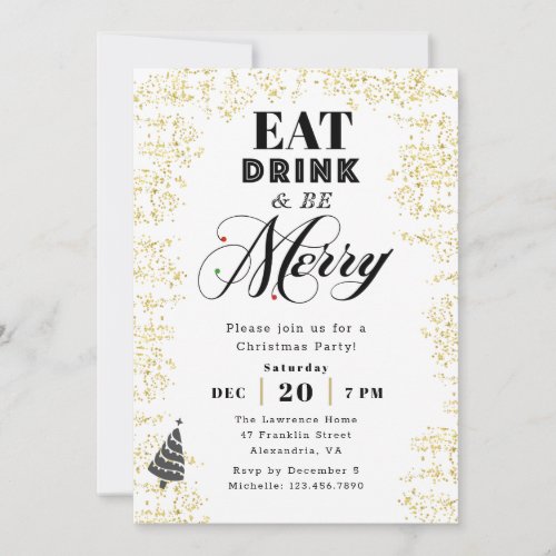 Typography Christmas Party Invitation Card