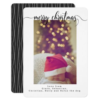 Typography Christmas Photo Personalized Card
