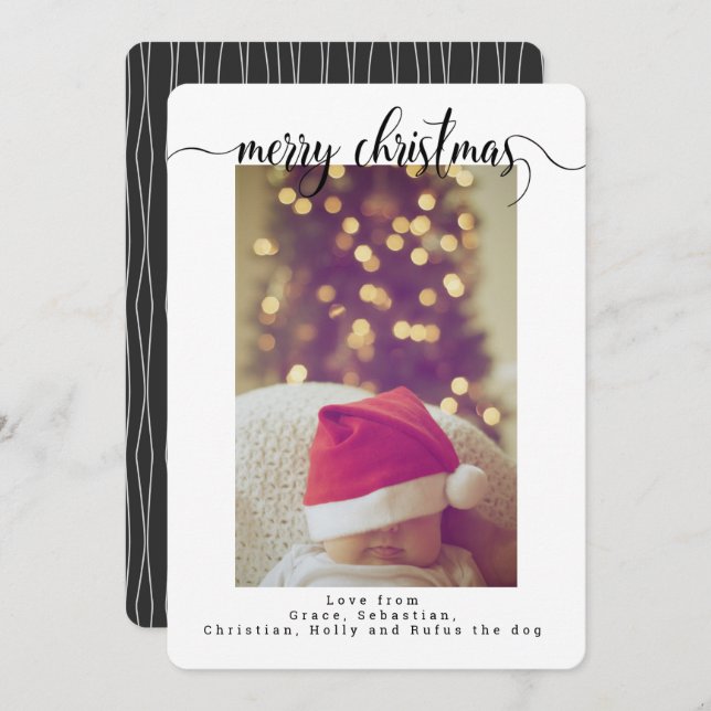 Typography Christmas Photo Personalized Card (Front/Back)