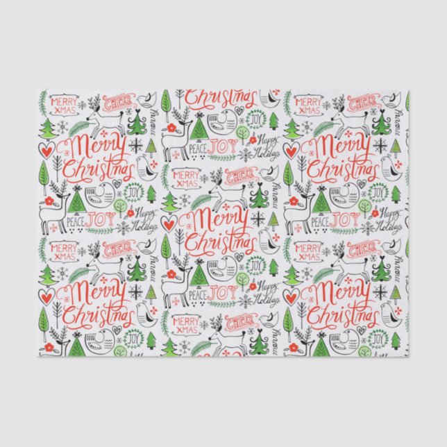 Typography Christmas  Tissue Paper (Front)