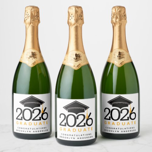 Typography Class of 2021 Graduation  Sparkling Wine Label