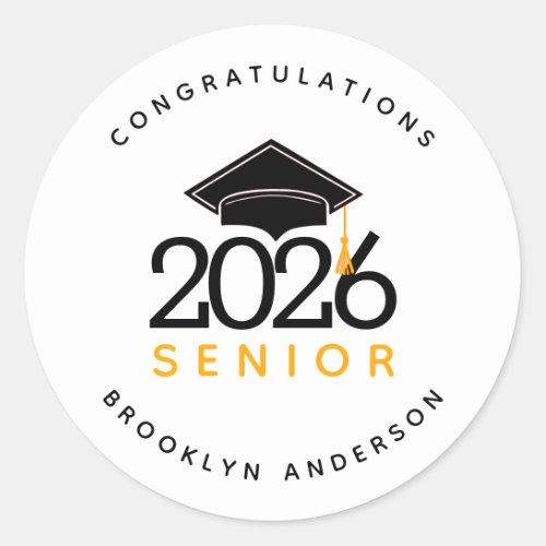 Typography Class of 2021 Senior Graduation Classic Round Sticker