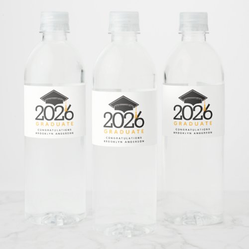 Typography Class of 2022 Graduation  Water Bottle Label