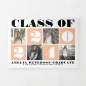 Typography Class of 2024 photo collage peach Tri-Fold Announcement (Cover)