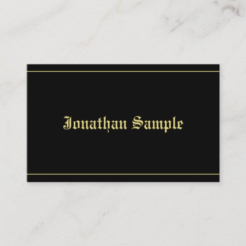 Typography Classic Old Font Black Gold Template Business Card