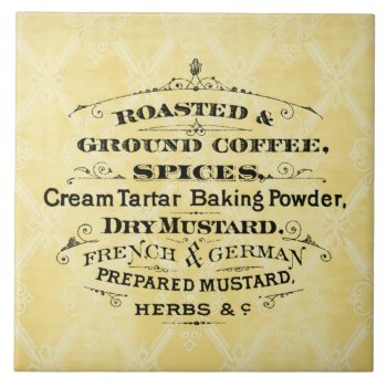 Typography Coffee And Spices Vintage Advertisement Ceramic Tile by LeAnnS123 at Zazzle