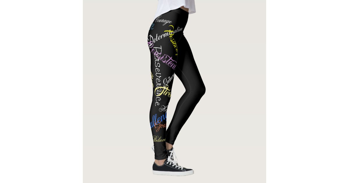 Typography Colorful Words Of Motivation Leggings