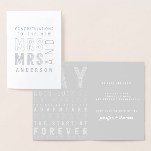 typography congratulations wedding card foil card