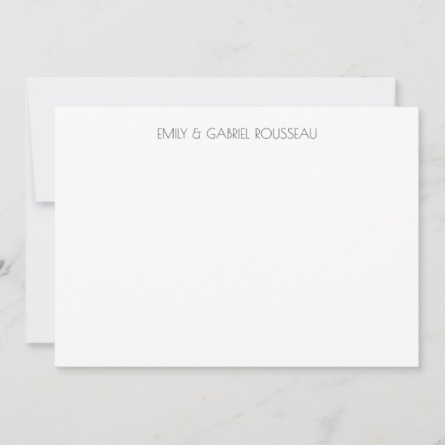 Typography Couple Name Minimalist Note Card (Front)