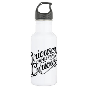 Typography   Curiouser and Curiouser Water Bottle