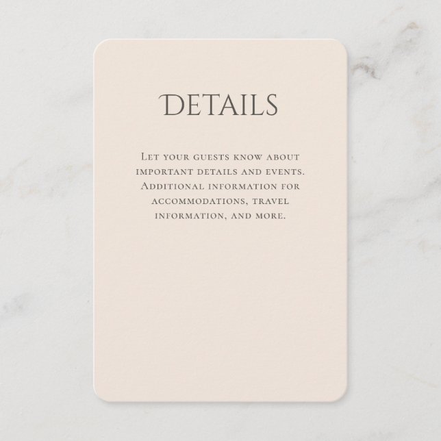 Typography Curved Beige Wedding Details Enclosure Card (Front)