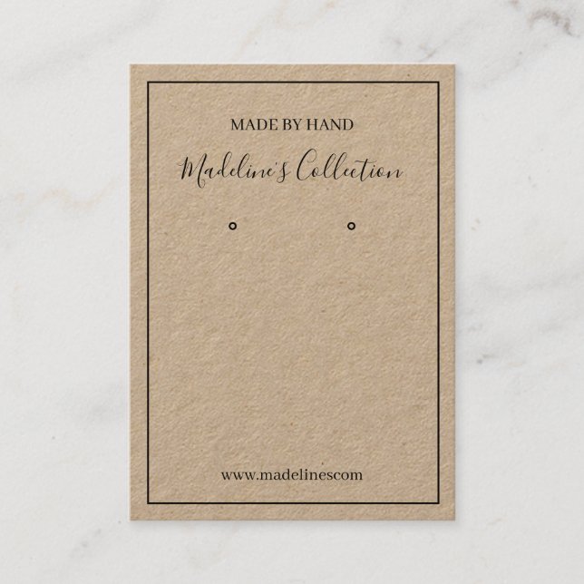 Typography Custom Jewelry Earrings Display Card (Front)