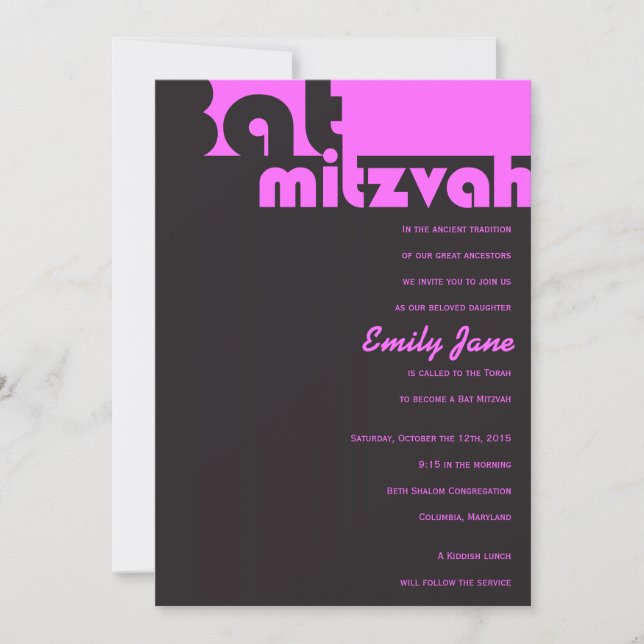TYPOGRAPHY Customizable Bar Mitzvah Invitation (Front)