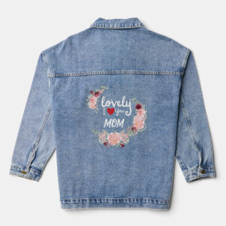 Typography, customized, flower lovely mom denim jacket
