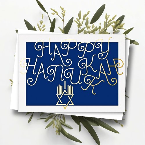 Typography Design Happy Hanukkah Holiday Card