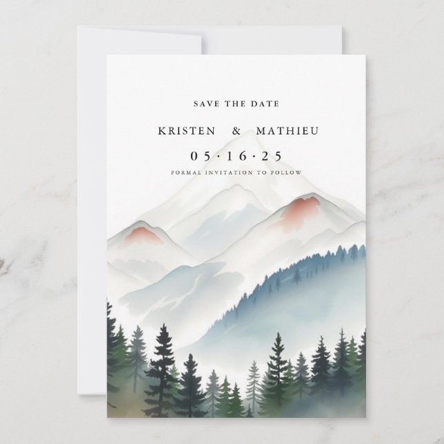 Typography Digital Mountain Save The Date (Front)