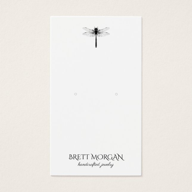 Typography Dragonfly Earring Jewelry Display Card (Front)