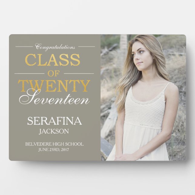 Typography Editable Color Graduate Photo Plaque (Front)