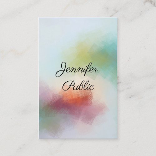Typography Elegant Modern Abstract Art Vertical Business Card