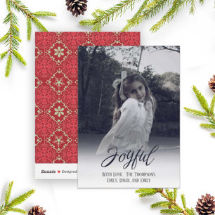 Typography Elegant Simple Joyful Photo Overlay Holiday Card