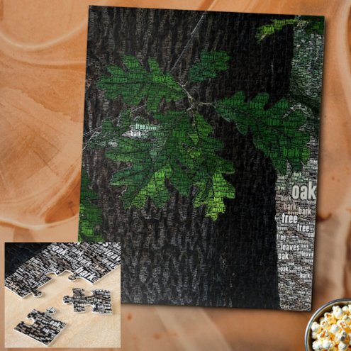 Typography Embedded Word Cloud Tree Leaves & Bark