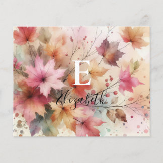 Typography Fall leaves watercolor pastel color