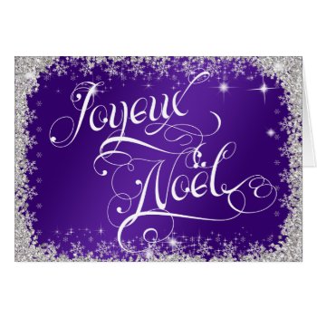Typography French Joyeux Noël Royal Purple Card 