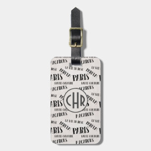 Typography French Theme Monogram Paris Parfum Luggage Tag