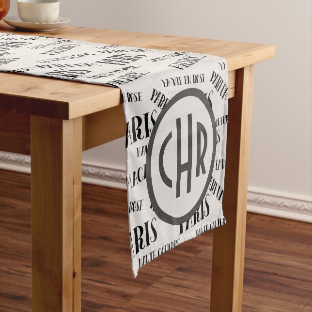 Typography French Theme Monogram | Paris | Parfum Short Table Runner (In Situ)