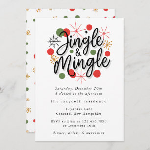 Typography Fun Jingle and Mingle Christmas Party Invitation