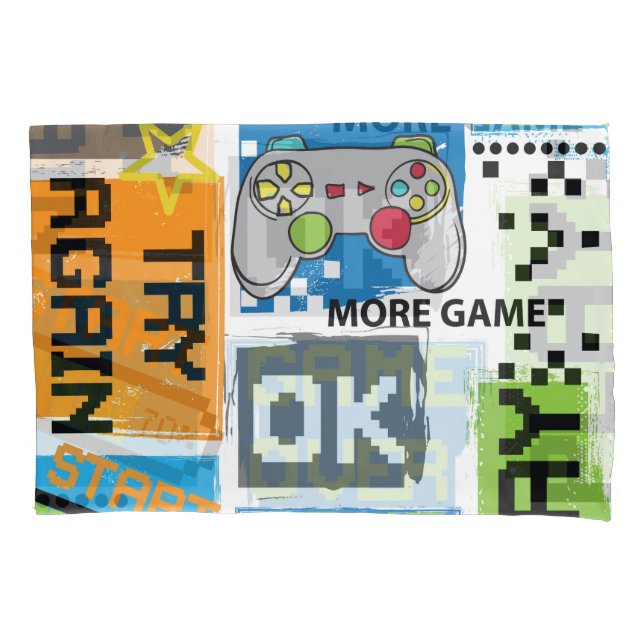 Typography game pixel: playful background. pillow case (Front)
