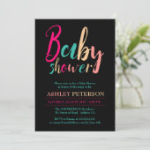 Typography geometric color block baby shower invitation (Standing Front)