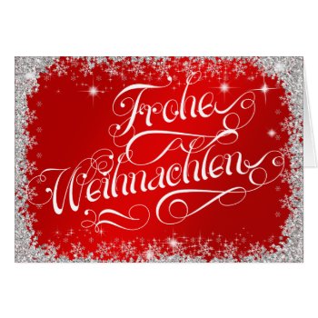 Typography German Frohe Weihnachten Rich Red Card 