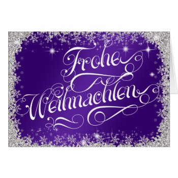 Typography German Frohe Weihnachten Royal Purple Card 