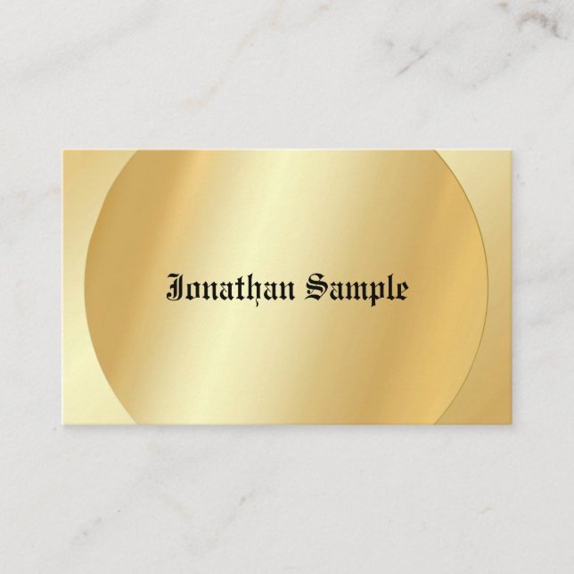 Typography Glamorous Faux Gold Template Old Text Business Card (Front)