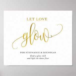 Typography gold let love glow poster