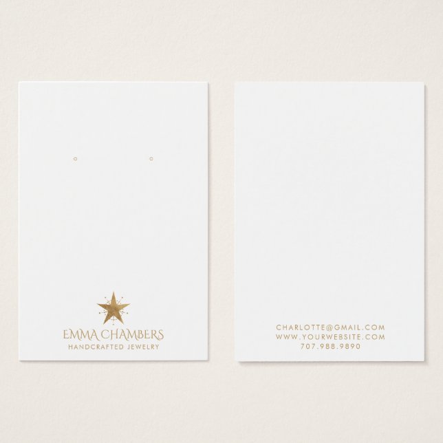 Typography Gold Moon Earring Jewelry Display Card (Front & Back)