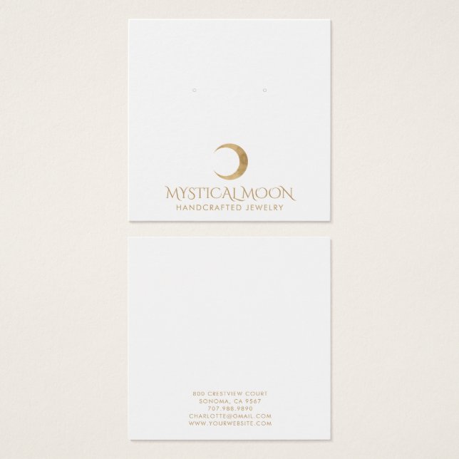 Typography Gold Moon Earring Jewelry Display Card (Front & Back)